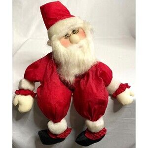 Vintage Christmas Puffy Nylon Bean Bag Santa Claus Shelf Sitter 1993 HTF Joelson